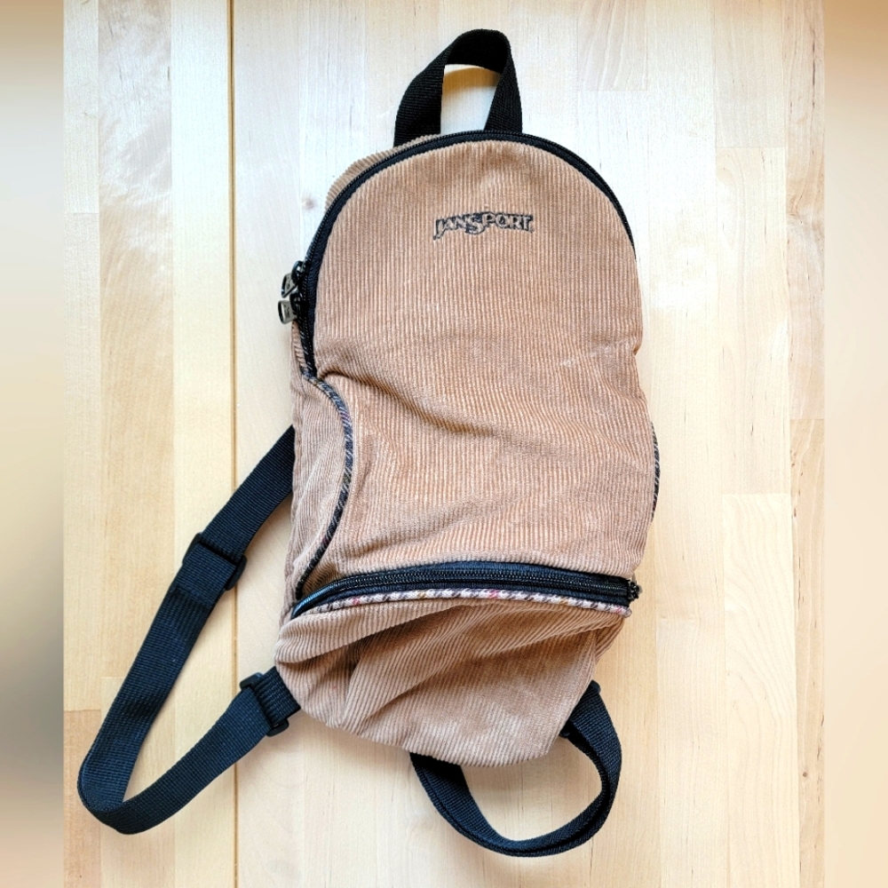 Vintage Jansport Mini Backpack Brown Tan Corduroy